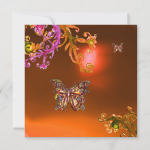 BUTTERFLY AGATE ,bright orange pink yellow brown Invitation