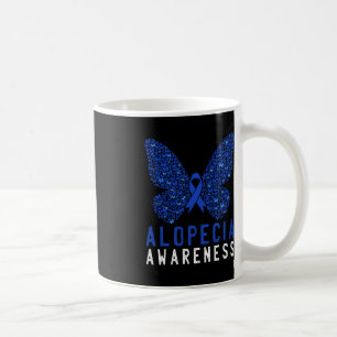 Butterfly Alopecia Awareness Blue AA Ribbon Suppor Coffee Mug