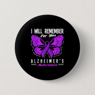 Butterfly alzheimer's awareness support squad 6 cm round badge