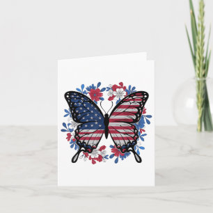 Butterfly American Flag Patriotic Usa 4th Of July  Card