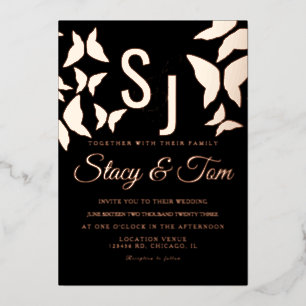 Butterfly Ampersand Pressed Black Foil Invitation