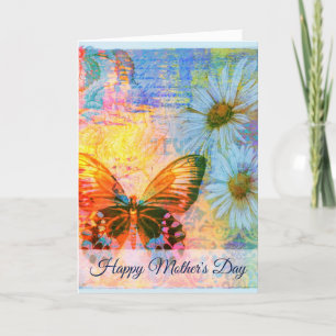 butterfly and daisies holiday card