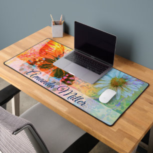 butterfly and daisies personalised desk mat