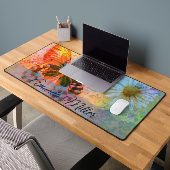 butterfly and daisies  personalised desk mat (Office 2)