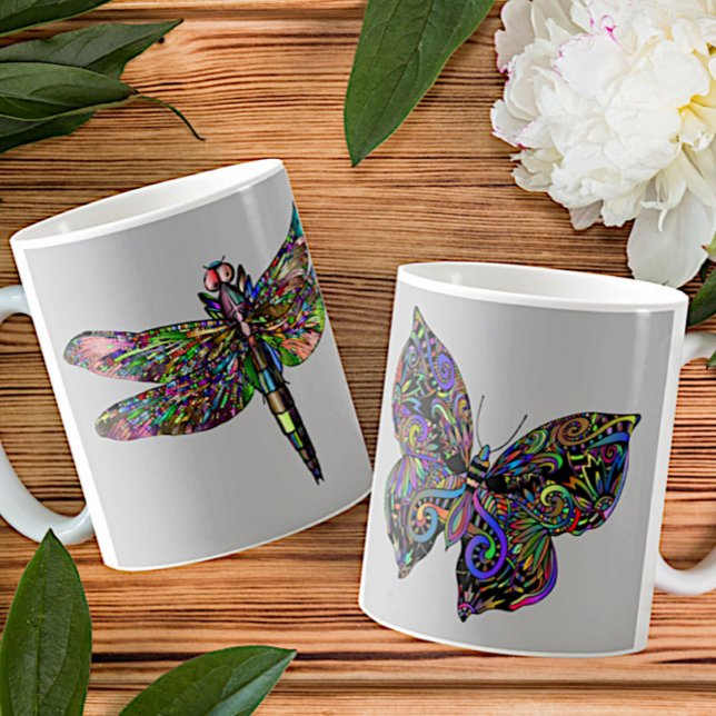 Butterfly and dragonfly. Psychedelic insects.  Coffee Mug (Creator Uploaded)
