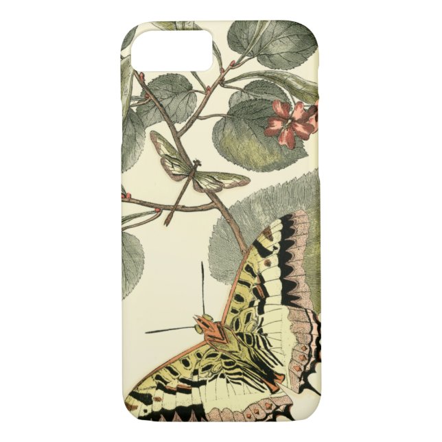 Butterfly and Dragonfly with Red Flowers Case-Mate iPhone Case (Back)