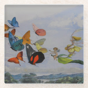 Butterfly and Fairy Queen Butterflies Fairies Glass Coaster