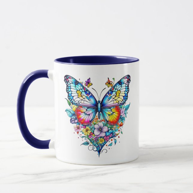 Butterfly and Floral Heart Personalised Mug (Left)