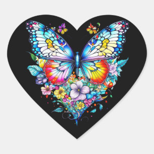 Butterfly and Floral Heart  Sticker