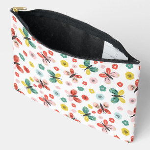 Butterfly And Floral Pattern Accessory Pouch