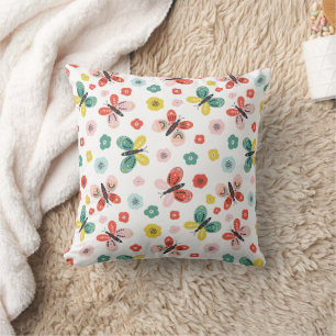 Butterfly And Floral Pattern Cushion