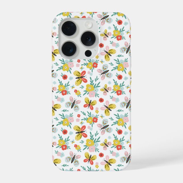 Butterfly And Floral Pattern  iPhone Case (Back)