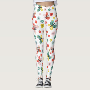 Butterfly And Floral Pattern  Leggings