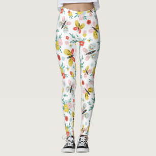Butterfly And Floral Pattern  Leggings