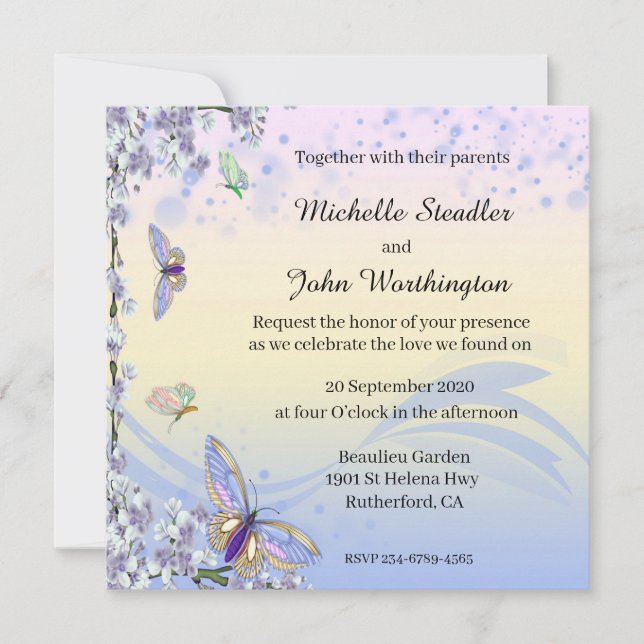 Butterfly And Floral Save The Date (Front)