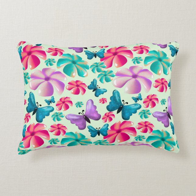 Butterfly and Flower Aesthetic pattern  Decorative Cushion (Front)