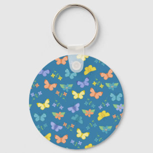 Butterfly And Flower Art Key Ring