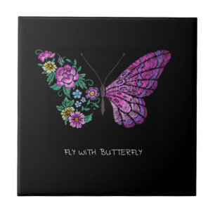 butterfly and flower floral butterflies wings yout ceramic tile