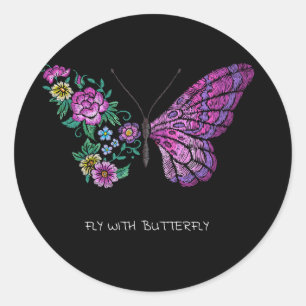 butterfly and flower floral butterflies wings yout classic round sticker