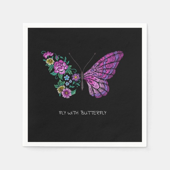 butterfly and flower floral butterflies wings yout napkin (Front)