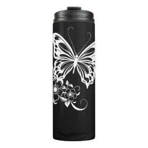Butterfly And Flower Thermal Tumbler