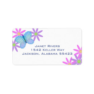 Butterfly and Flowers Address Stickers