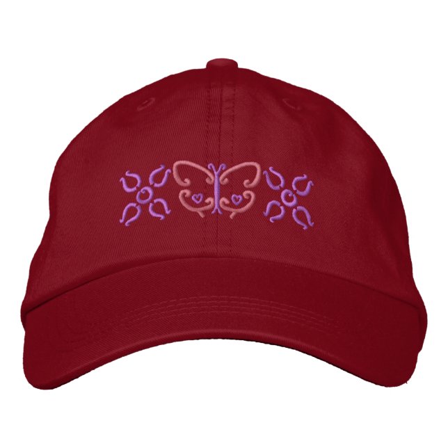 Butterfly And Flowers Embroidered Hat (Front)