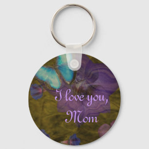 Butterfly and Flowers "I Love You, Mum" Keychain