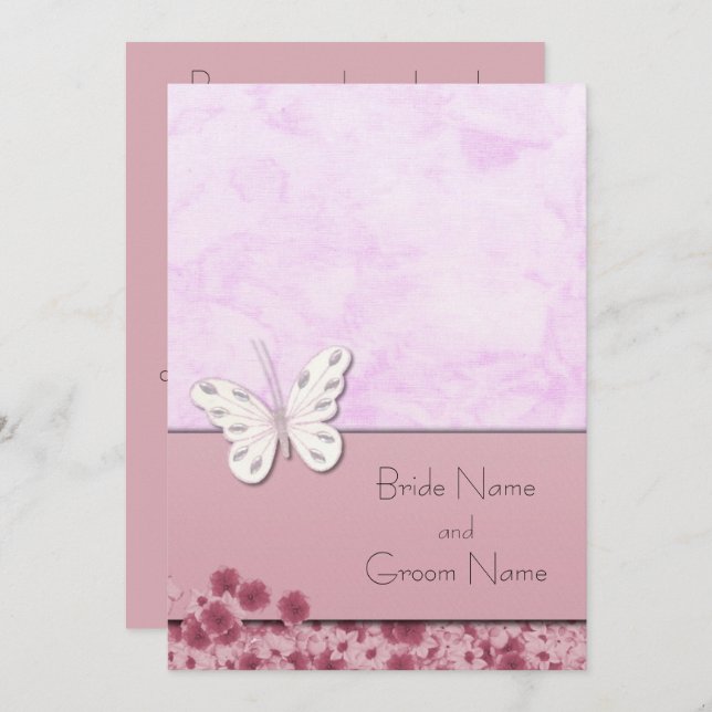 Butterfly And Flowers Invitation (Front/Back)
