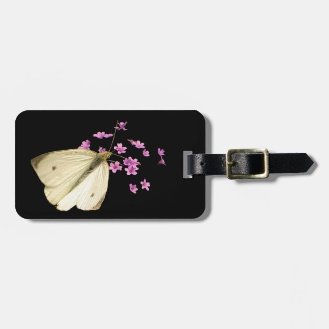 Butterfly and Flowers Luggage Tag (Front Horizontal)