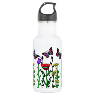 Butterfly and Flowers Pretty Art 532 Ml Water Bottle