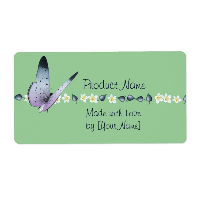 Butterfly and Flowers Product Label (Front)