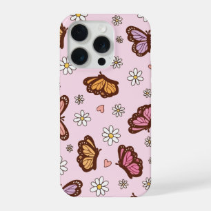 Butterfly and flowers seamless pattern iPhone 15 pro case