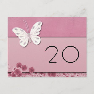 Butterfly and flowers Table Number Postcard