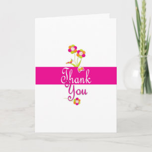 Butterfly and flowers thank you card. card