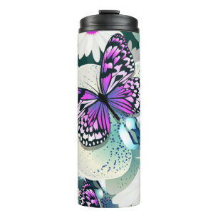 Butterfly and Flowers Thermal Tumbler