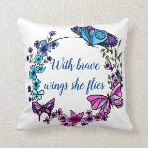 Butterfly and Flowers Wreath Cushion