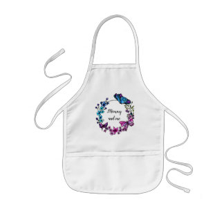 Butterfly and Flowers Wreath custom quote or name Kids Apron
