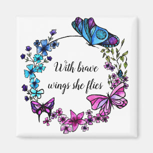 Butterfly and Flowers Wreath Magnet