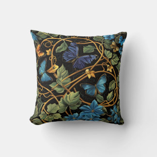 Butterfly and Frog Throw Pillow