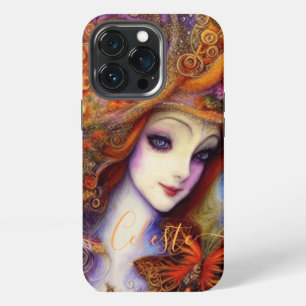 Butterfly And Garden Goddess In Watercolor Blues iPhone 13 Pro Case