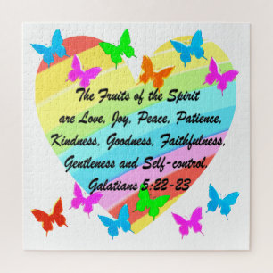 BUTTERFLY AND HEART FRUIT OF THE SPIRIT DESIGN JIGSAW PUZZLE
