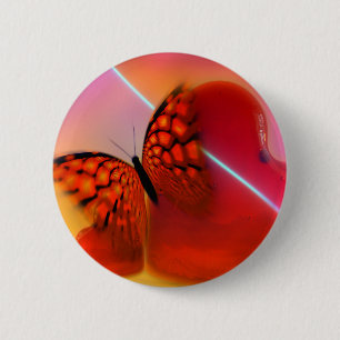 Butterfly and Hearts 6 Cm Round Badge
