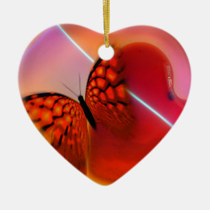 Butterfly and Hearts Ceramic Tree Decoration