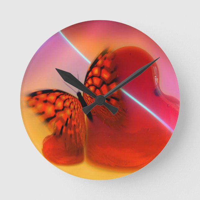 Butterfly and Hearts Round Clock (Front)