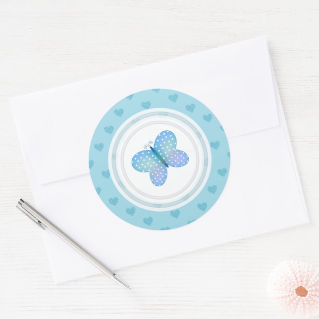 Butterfly And Hearts Stickers (Envelope)