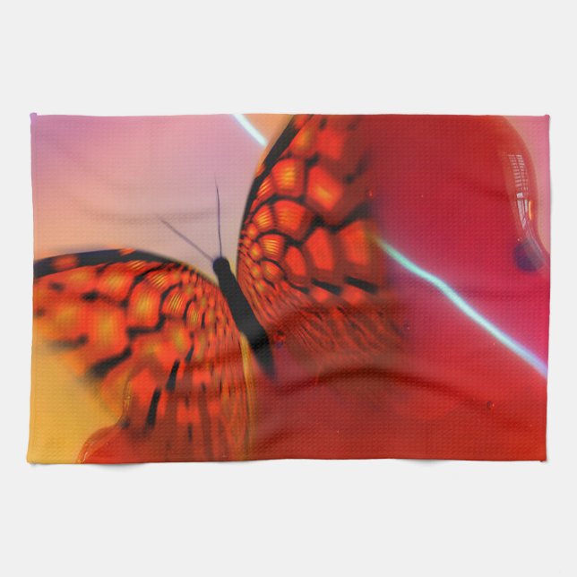 Butterfly and Hearts Tea Towel (Horizontal)