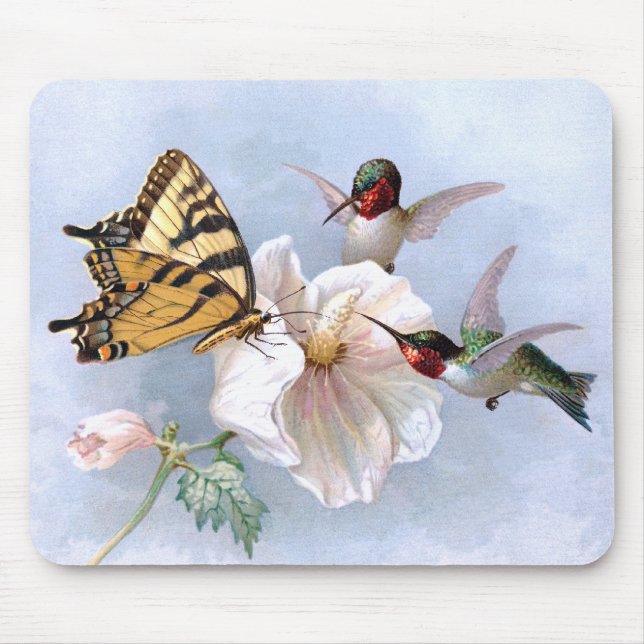 Butterfly and Hummingbirds Mouse Pad (Front)