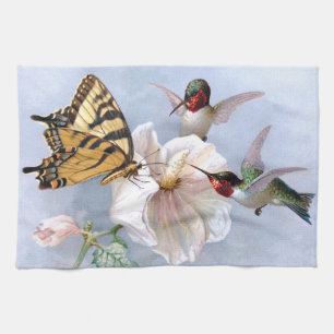 Butterfly and Hummingbirds Tea Towel