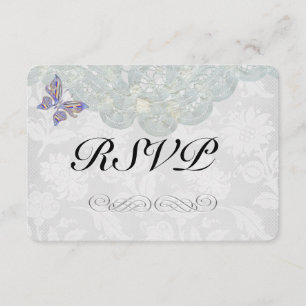 Butterfly and Lace Wedding RSVP Matte 3.5" x 5"